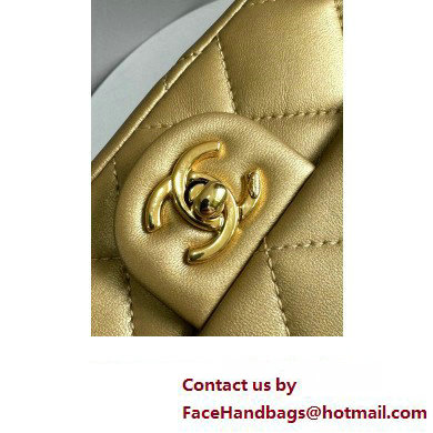 Chanel Lambskin, Resin  &  Gold-Tone Metal Small Flap Bag with Top Handle AS4848 Gold 2024